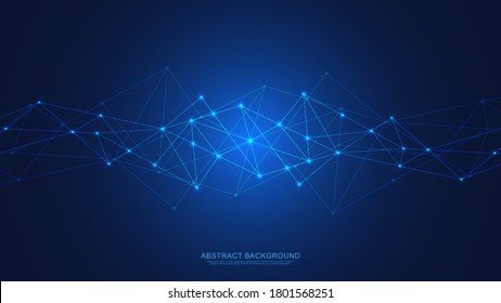 Resumen del fondo de la tecnología con puntos de conexión y líneas. Conexión de red global, tecnología digital y concepto de comunicación.