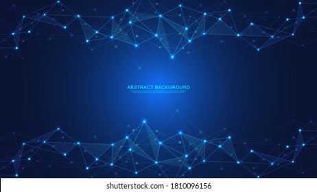 Abstract technology background with connecting dots and lines. Global network connection, digital technology and communication concept.