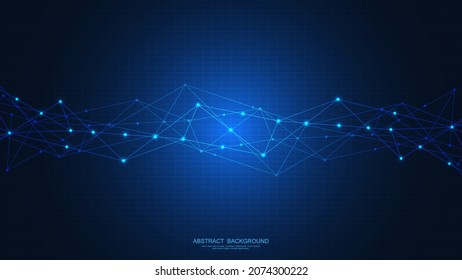 Abstract technology background with connecting the dots and lines. Global network connection, internet technology and digital communication concept