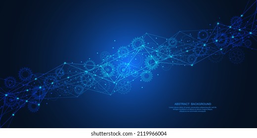 Abstract technology background with connecting the dots and lines. Global network connection, internet technology and digital communication concept