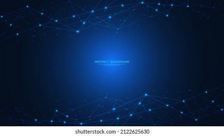 Abstract technology background with connecting the dots and lines. Global network connection, internet technology and digital communication concept