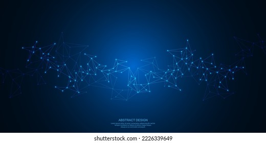 Abstract technology background with connecting the dots and lines. Global network connection, internet technology and digital communication concept