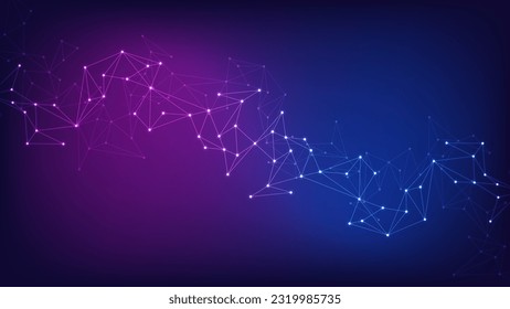 Abstract technology background with connecting the dots and lines. Global network connection, internet technology and digital communication concept