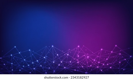 Resumen del fondo de la tecnología con la conexión de puntos y líneas. Conexión de red global, tecnología de internet y concepto de comunicación digital