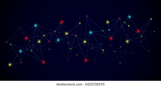 Abstract technology background with connecting the dots and lines. Global network connection, internet technology and digital communication concept. Vector illustration
