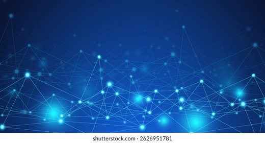 Abstract technology background with connecting dots and lines. Global network connection, digital technology and communication concept.
