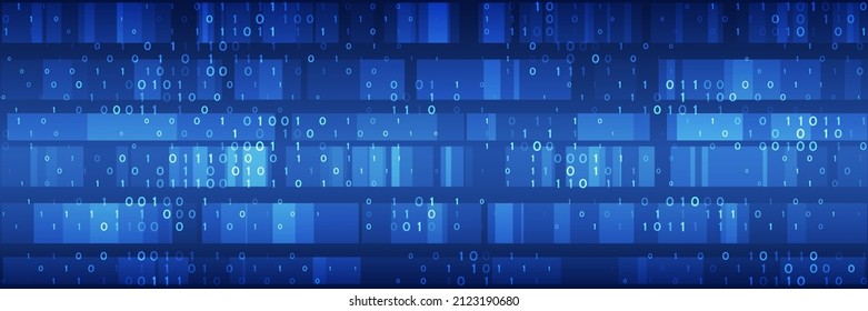 Abstract technology background consisting of binary code. A futuristic binary data stream Filtering machine algorithms. Database vector concept.