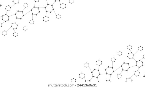 Abstrakter Technologiehintergrund mit Kopierraum. Verbundene Sechsecke. Abstrakte Formen in den Ecken. Minimalistischer schwarz-weißer Hintergrund. Vektorgrafik