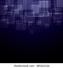 Abstract technology background, creating many squares on violet wallpaper, dark purple vector illustration