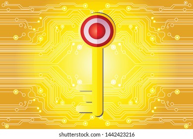 Abstract technology background. Cyber ​​security concept. Open padlock on digital circuit board vector illustration.
