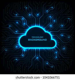 Abstract Technology Background. Cyber Security Concept. Cloud Technology On Digital Circuit Board Vector Illustration.