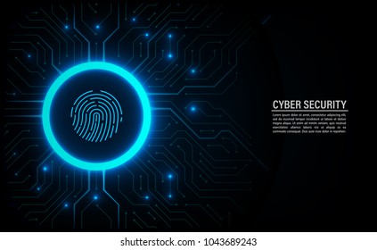 Abstract technology background. Cyber security concept. Fingerprint scanning on circuit board vector illustration.