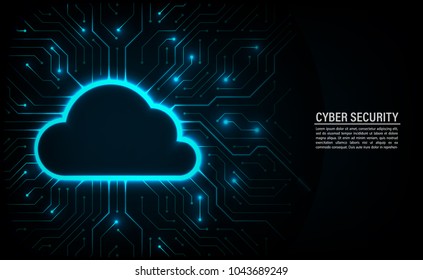 Abstract technology background. Cyber security concept. Cloud technology on digital circuit board vector illustration.