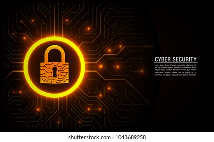 Abstract technology background. Cyber security concept. Closed padlock on digital circuit board vector illustration.