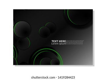 Abstract technology background. dark circles with glowing green lights. minimal vector design