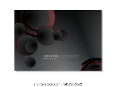 Abstract technology background. dark circles with glowing red lights. minimal vector design