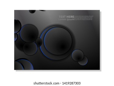 Abstract technology background. dark circles with glowing blue lights. minimal vector design