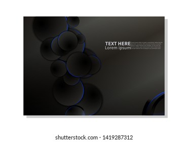 Abstract technology background. dark circles with glowing blue lights. minimal vector design