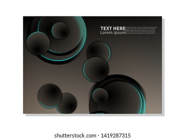 Abstract technology background. dark circles with glowing blue lights. minimal vector design