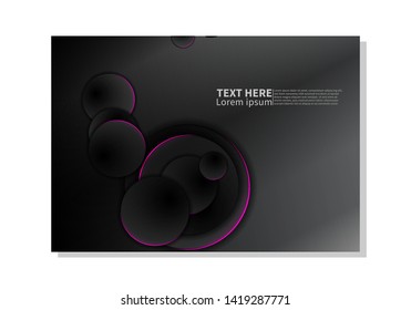 Abstract technology background. dark circles with glowing pink lights. minimal vector design