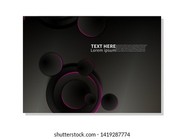 Abstract technology background. dark circles with glowing pink lights. minimal vector design