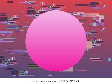 Abstract technology background with datamoshing camera effect. Retro VHS screen like in old video tape rewind Vaporwave and retrowave style vector illustration.