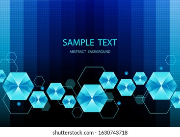 Abstract technology background design. Concept hexagon elements, structure molecule with hexagonal on circuit board plus dark blue background. Can apply to your businesses. 