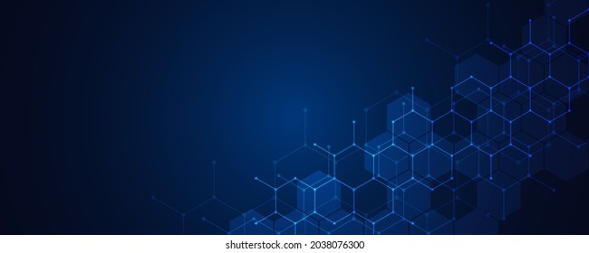 Abstract technology background and design element with hexagons pattern and geometric shapes