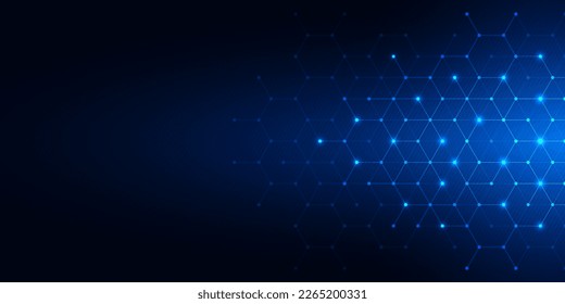 Abstract technology background and design element with hexagons pattern and geometric shapes