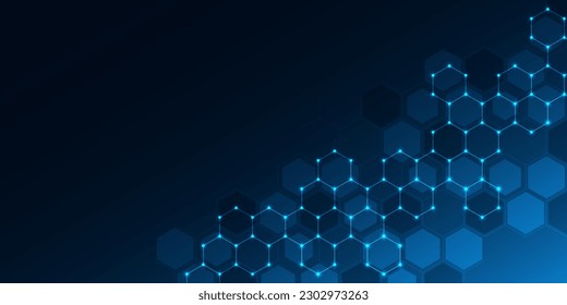 Abstract technology background and design element with hexagons pattern and geometric shapes