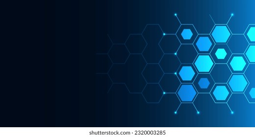 Abstract technology background and design element with hexagons pattern and geometric shapes