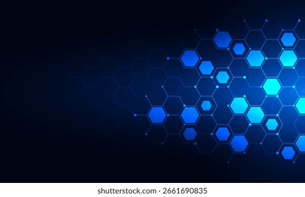 Tecnologia abstrata fundo e elemento de design com padrão de hexágonos e formas geométricas