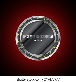 Abstract technology background design with grunge metallic plate and green leds