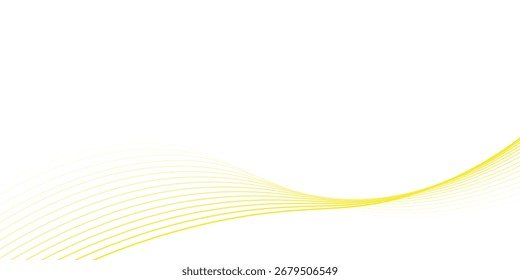 Abstract technology background design with lines brochures, flyers, magazine, banner. Vector backgroundAn abstract white background with subtle yellow wavy lines creates a modern flowing design.