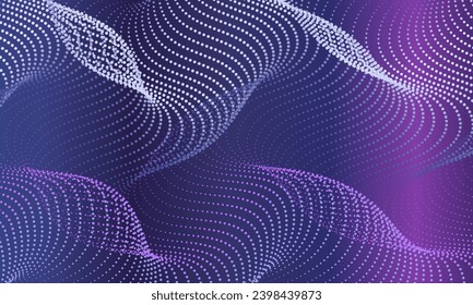 Abstract technology background design. Moving stream of particles forming a regular pattern. High technology, big data, artificial intelligence. Background for brochures, magazines, business cards.