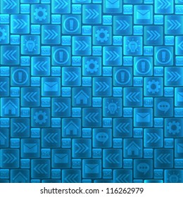 Abstract technology background with different signs. Vector illustration.