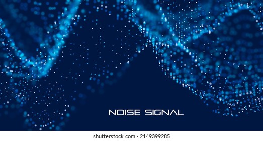 Abstract technology background. Digital blue particle wave. Sound structure visualization. Flow dot landscape.