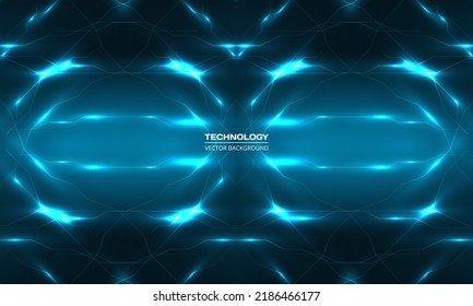 Abstract technology background. Digital technology background with blue lines and light rays effect. Ai tech futuristic virtual reality cyberspace background. Vector illustration