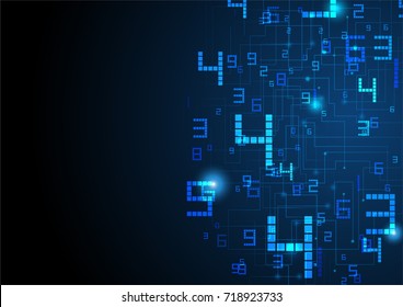 Abstract technology background, digital number and abstract lines concept