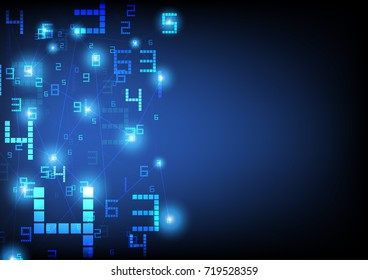 Abstract technology background, digital number, data and connect concept