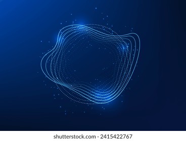 Abstract technology background, Dot Connected to the digital network Circular wave Particle that represents innovation communication, big data, future data brochures, flyers, magazine, banner, Vector