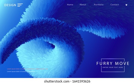 Abstract technology background dyanmic furry 3d object website UI template. Cyber technology Ai tech network futuristic wireframe.