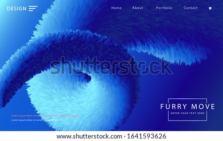 Abstract technology background dyanmic furry 3d object website UI template. Cyber technology Ai tech network futuristic wireframe.