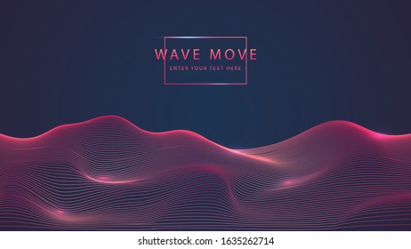 Abstract technology background dyanmic warp wave line 3d grid ground. Cyber technology Ai tech wire network futuristic wireframe.
