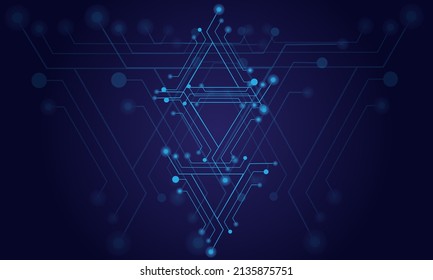 Abstrakter Technologie-Hintergrund mit leicht leuchtendem Neon. Vektorgrafik