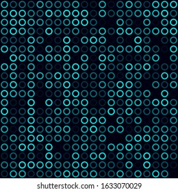 Abstract technology background. Filled pattern of rings. Cyan colored seamless background. Charming vector illustration.