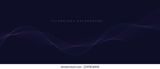 Fundo de tecnologia abstrato com linhas de fluxo. Ondas dinâmicas. Ilustração vetorial.