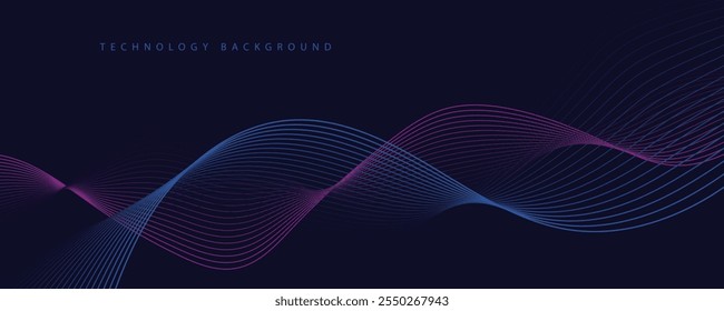  Abstract technology background with flowing lines. Dynamic waves. Vector illustration.