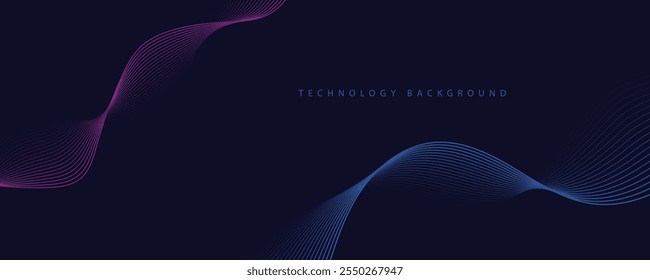  Abstract technology background with flowing lines. Dynamic waves. Vector illustration.