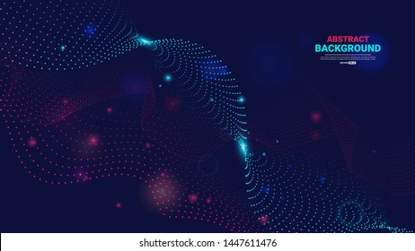 Abstrakter technologischer Hintergrund mit fließenden Teilchen. digitales Zukunftstechnologie-Konzept. Vektorillustration.